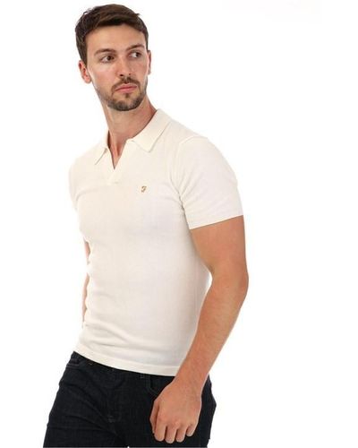 Farah Purcell Kniited Polo Shirt - White