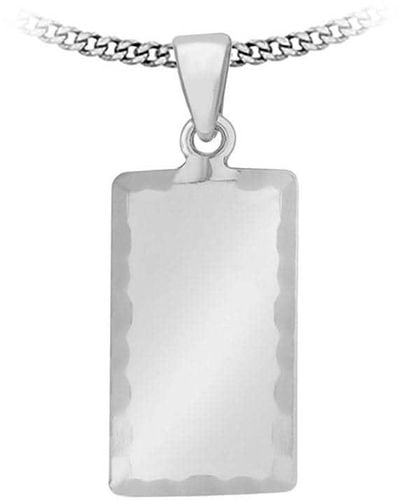 Be You Sterling Diamond Cut Edge Dog Tag - White