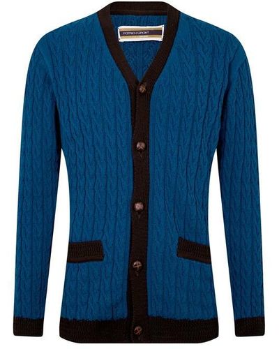 Patrick Grant Studio Carnaby Cable Cardigan - Blue