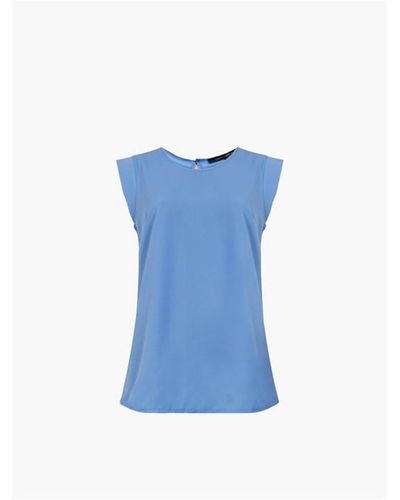 French Connection Crepe Lite Sleeve T Shirt - Blue