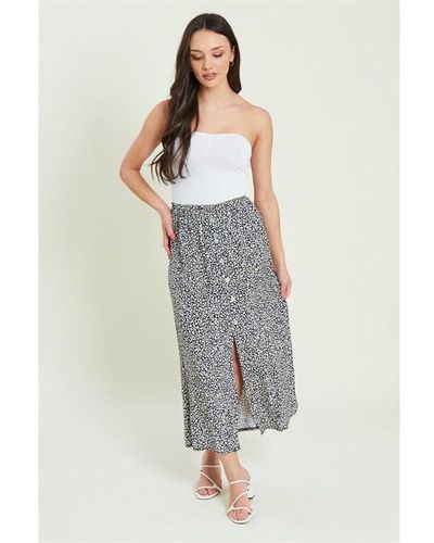 Be You Button Midaxi Skirt - Blue