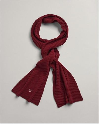 GANT Shield Wool Knit Scarf - Red