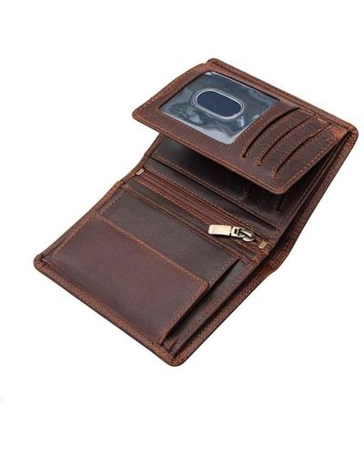 Primehide New York Rfid Vertical Trifold Leather Wallet - Brown