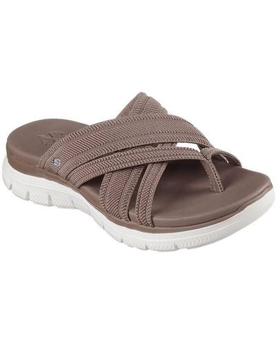 Skechers Flex Appeal 4.0 Flat Sandals - Brown