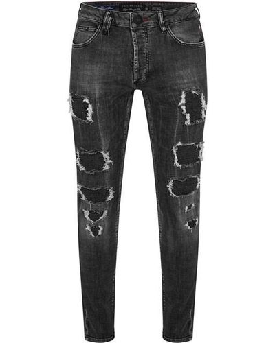 Philipp Plein Distressed Rock Star Fit Denim Jeans - Black