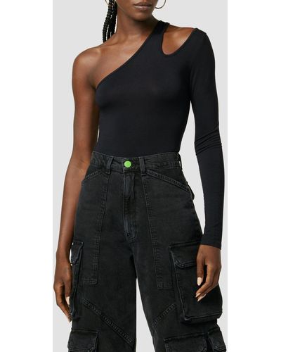 Hudson Jeans X Zoe Costello Asymmetrical Long Sleeve Bodysuit - Black