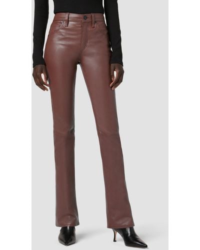 Hudson Jeans Barbara High-rise Baby Bootcut Leather Pant - Red