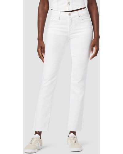 Hudson Jeans Nico Mid-rise Straight Ankle W/ Slit Hem - White