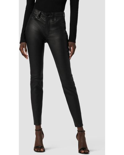 Hudson Jeans Barbara High-rise Super Skinny Ankle Leather Pant - Black
