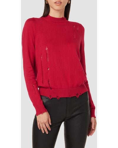 Hudson Jeans Long Sleeve Twist Back Sweater - Red