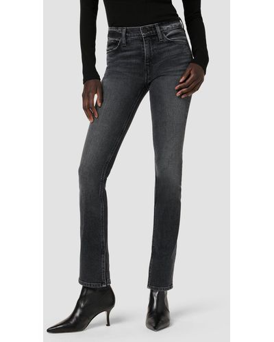 Hudson Jeans Nico Mid-rise Straight Jean W/ Slit Hem - Black
