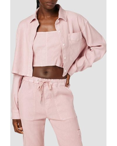 Hudson Jeans Oversized Cropped Shirt - Pink