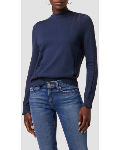 Hudson Jeans Long Sleeve Twist Back Sweater - Blue