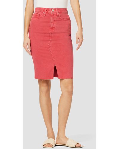 Hudson Jeans High-rise Reconstructed Knee Length Skirt - Red