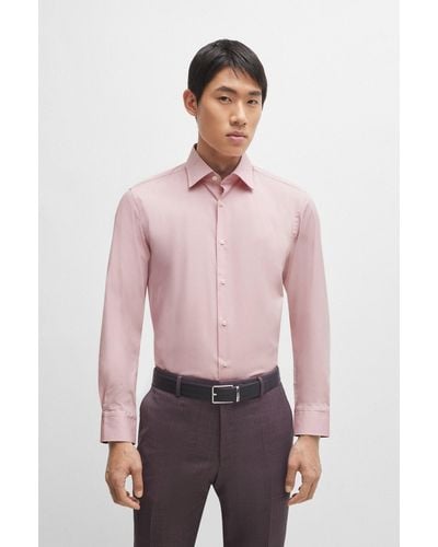 BOSS Slim-fit Shirt In Easy-iron Stretch-cotton Poplin - Pink