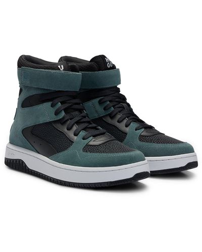 HUGO High-top Trainers In A Panelled Design - Blue