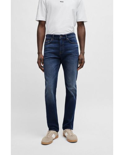 BOSS Slim-fit Jeans In Dark-blue Super-stretch Denim