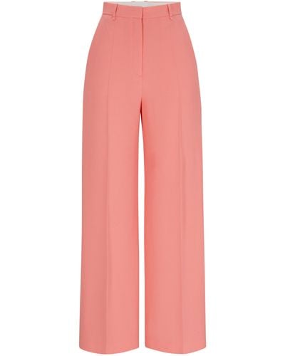 BOSS Relaxed-fit Broek Met Hoge Taille En Wijde Pijpen - Roze