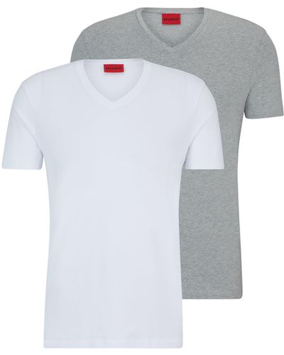HUGO Set Van Twee Slim-fit T-shirts Van Stretchkatoen - Grijs