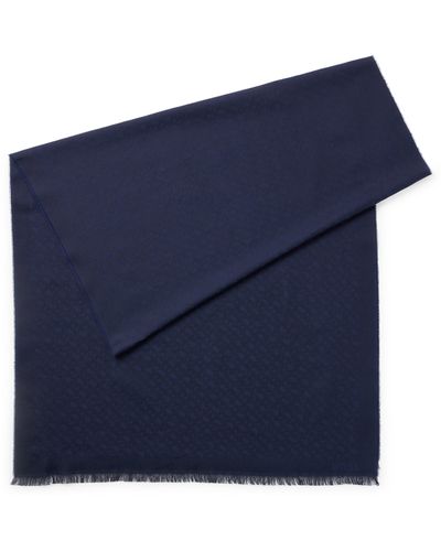 BOSS Schal aus Baumwoll-Mix mit Jacquard-Monogramm-Muster - Blau