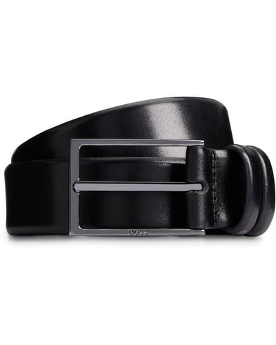 BOSS Vegetable-tanned Leather Belt With Gunmetal Hardware - Black