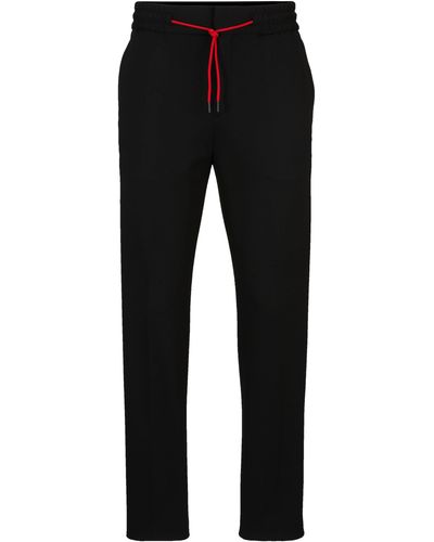 HUGO Extra Slim-Fit Hose aus Performance-Stretch-Jersey mit Tunnelzug - Schwarz