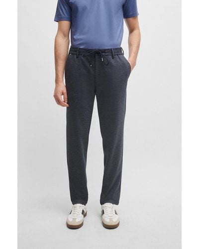 BOSS Regular-fit Trousers In Printed Jersey - Blue