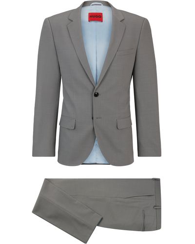 HUGO Slim-Fit Anzug aus Stretch-Twill - Grau