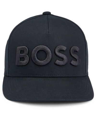 BOSS Cap aus Baumwoll-Twill mit fünf Bahnen und Logo-Stickerei - Blau