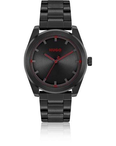 HUGO Link-bracelet Watch With Brushed Black Dial