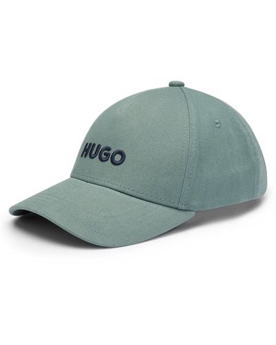 HUGO Cotton-twill Cap With Embroidered Logo And Snap Closure - Grey