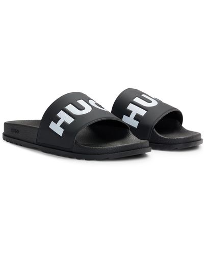 HUGO Slippers Met Logo Op Wreefband - Zwart