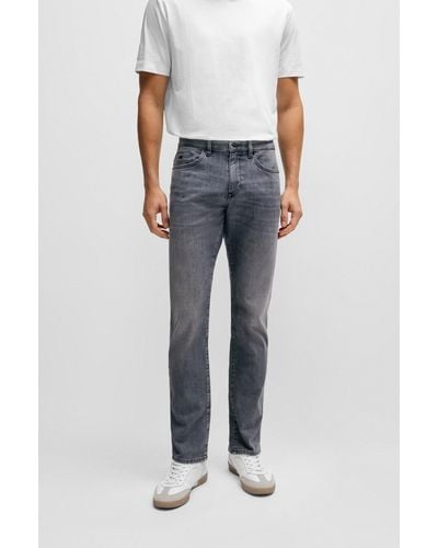 BOSS Slim-fit Jeans In Black Italian Cashmere-touch Denim - Grey