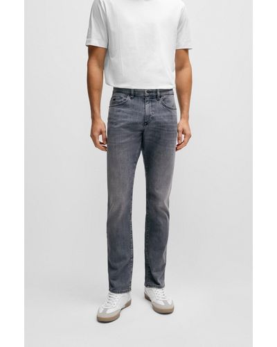 BOSS Jeans slim fit in denim italiano nero effetto cashmere - Grigio