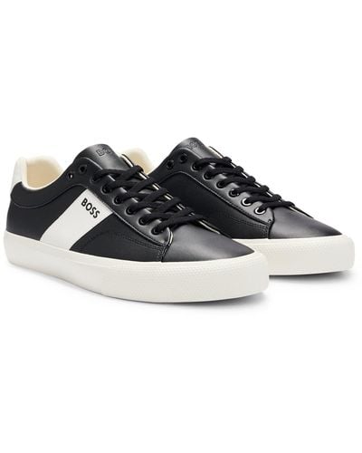 BOSS Cupsole Sneakers With Contrast Band - Black