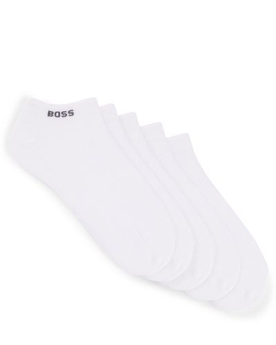 BOSS Fünfer-Pack knöchellange Socken mit Logo-Details - Weiß