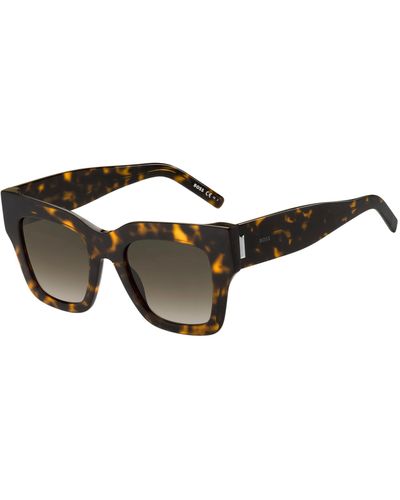 BOSS Havana-acetate Square Sunglasses With Signature Hardware Women's Eyewear - Multicolor
