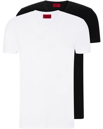 HUGO Two-pack Of Slim-fit T-shirts In Stretch Cotton - White