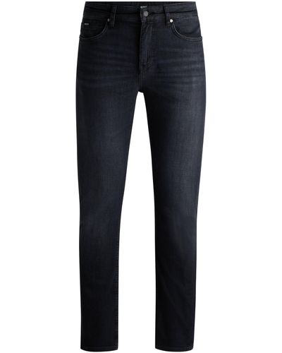 BOSS Slim-fit Jeans In Black Super-soft Italian Denim - Blue