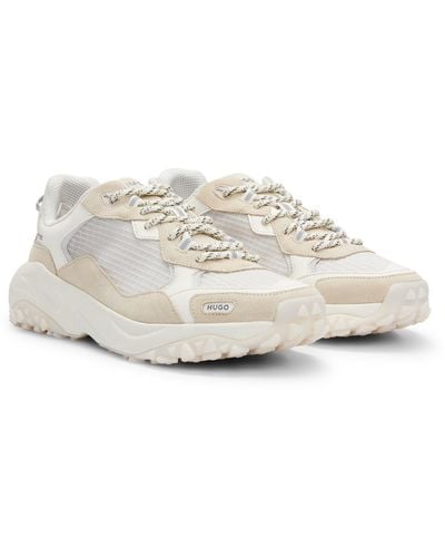 HUGO Mixed-material Sneakers With Contrast Details - White