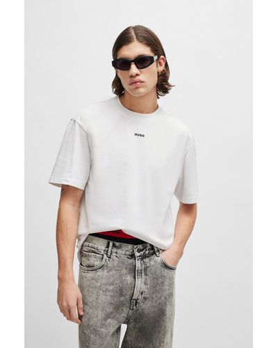 HUGO T-shirt décontracté en coton à logo imprimé - Blanc
