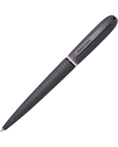 BOSS Brushed Ballpoint Pen With Signature-stripe Ring - Black