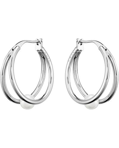 BOSS Twin-hoop Earrings With Cultured Pearls - Multicolour