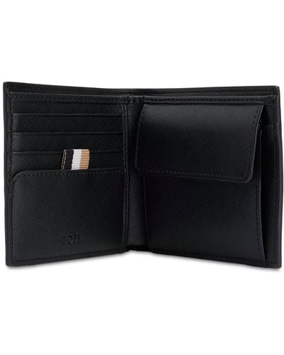 BOSS Structured Wallet With Signature Stripe And Logo Detail - Blue