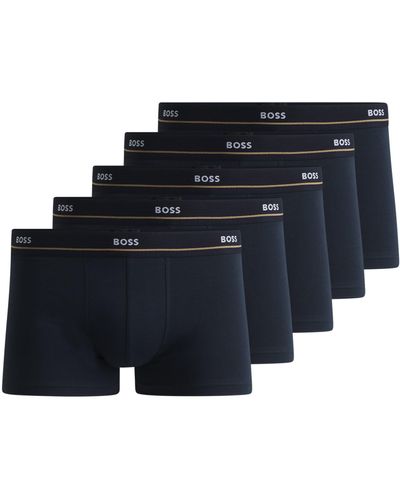 BOSS Fünfer-Pack eng anliegende Boxershorts aus Stretch-Baumwolle mit kurzem Bein und Logos am Bund - Schwarz