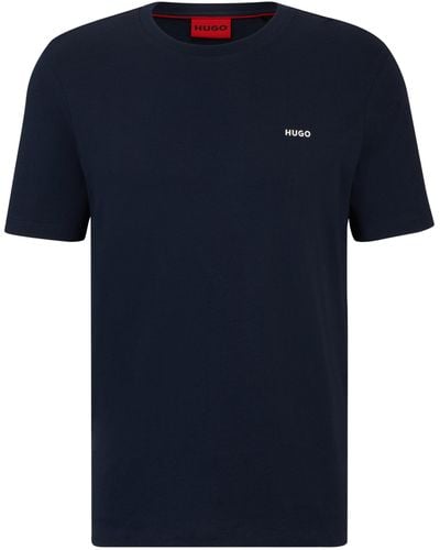 HUGO T-shirt Van Katoenen Jersey Met Logoprint - Blauw