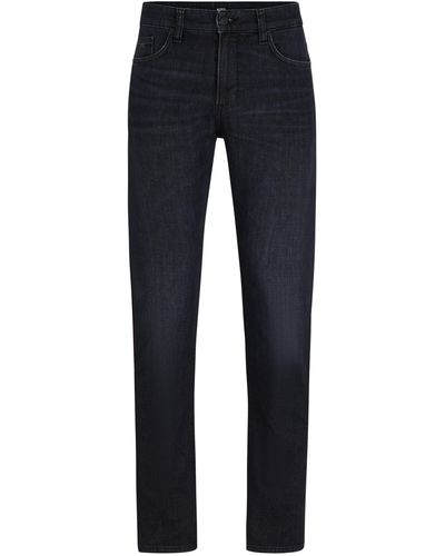 BOSS Slim-fit Jeans Van Superzacht Zwart Italiaans Denim - Blauw