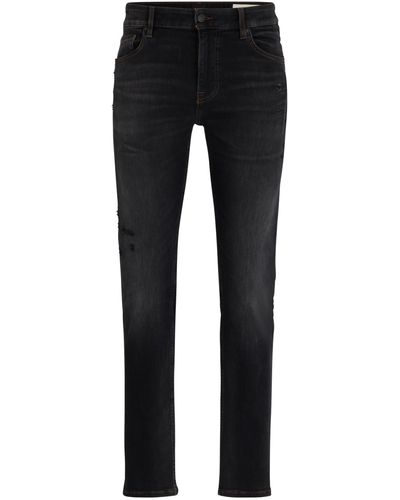 BOSS Schwarze Slim-Fit Jeans aus Soft-Motion-Denim