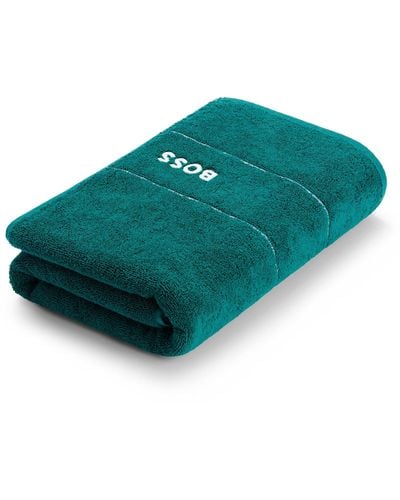 BOSS Cotton Bath Towel With White Logo Embroidery - Green