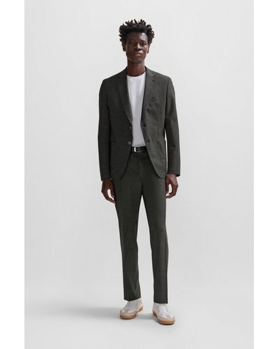 BOSS Slim-fit Suit In Micro-patterned Virgin Wool - Gray